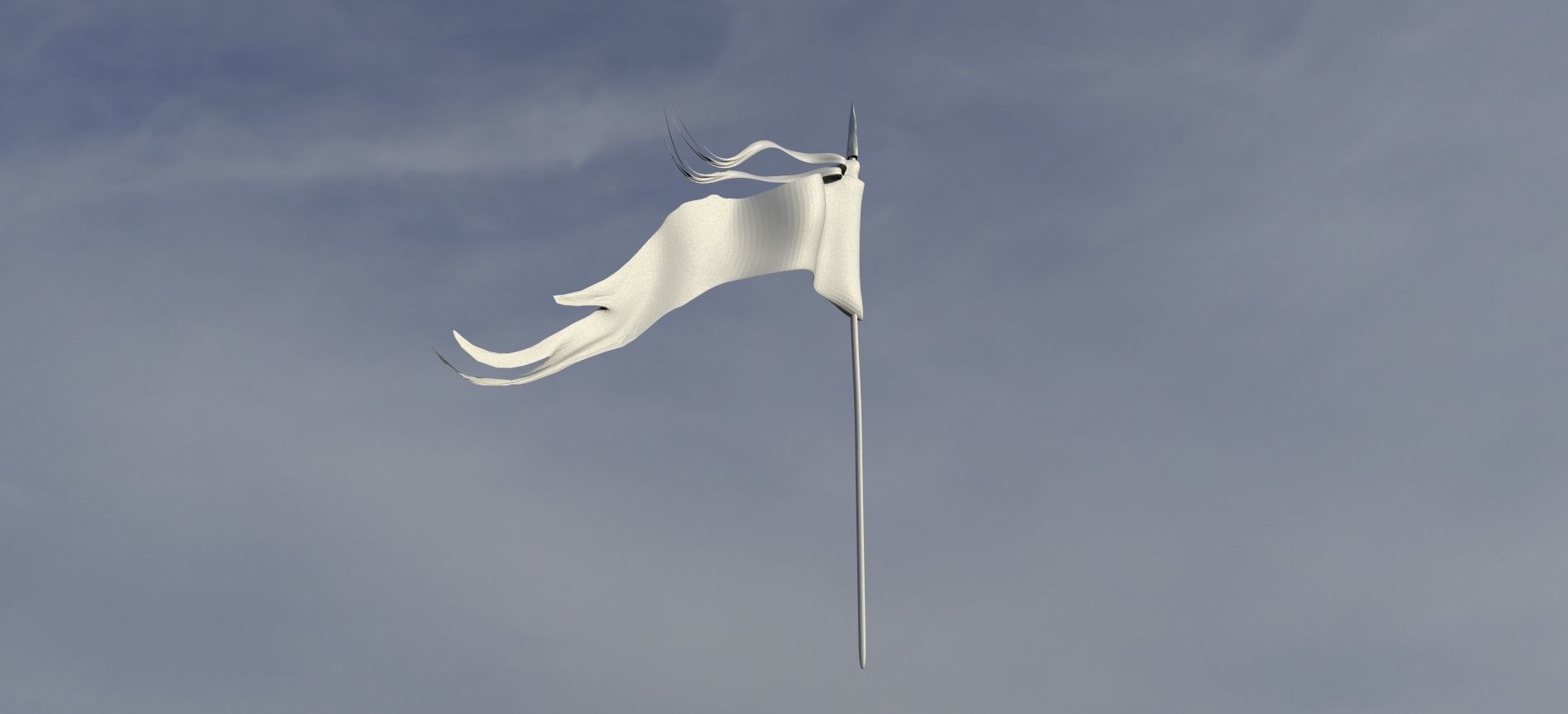 Flag 3d wind turbine flying in sky 3D model_1