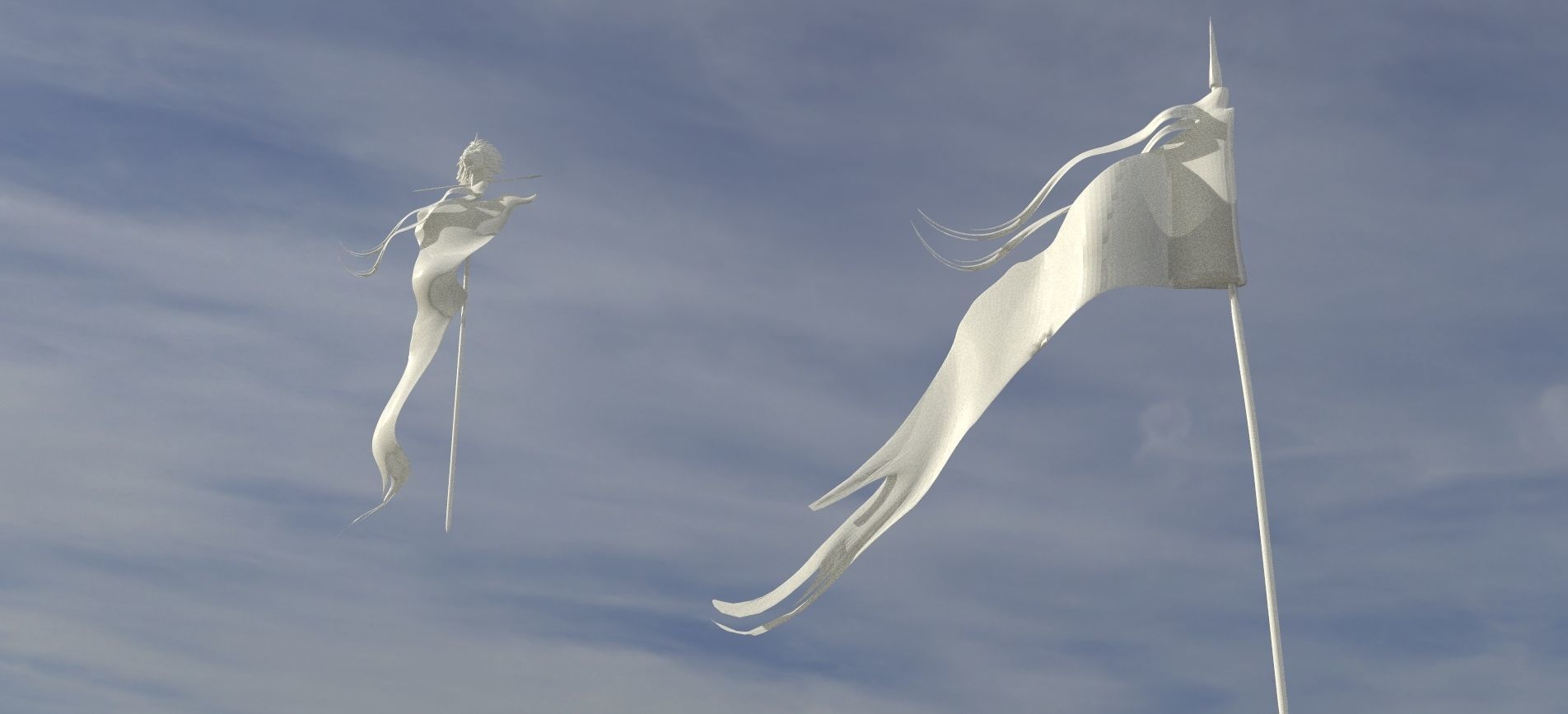 Flags banners 2 models 3D model_4