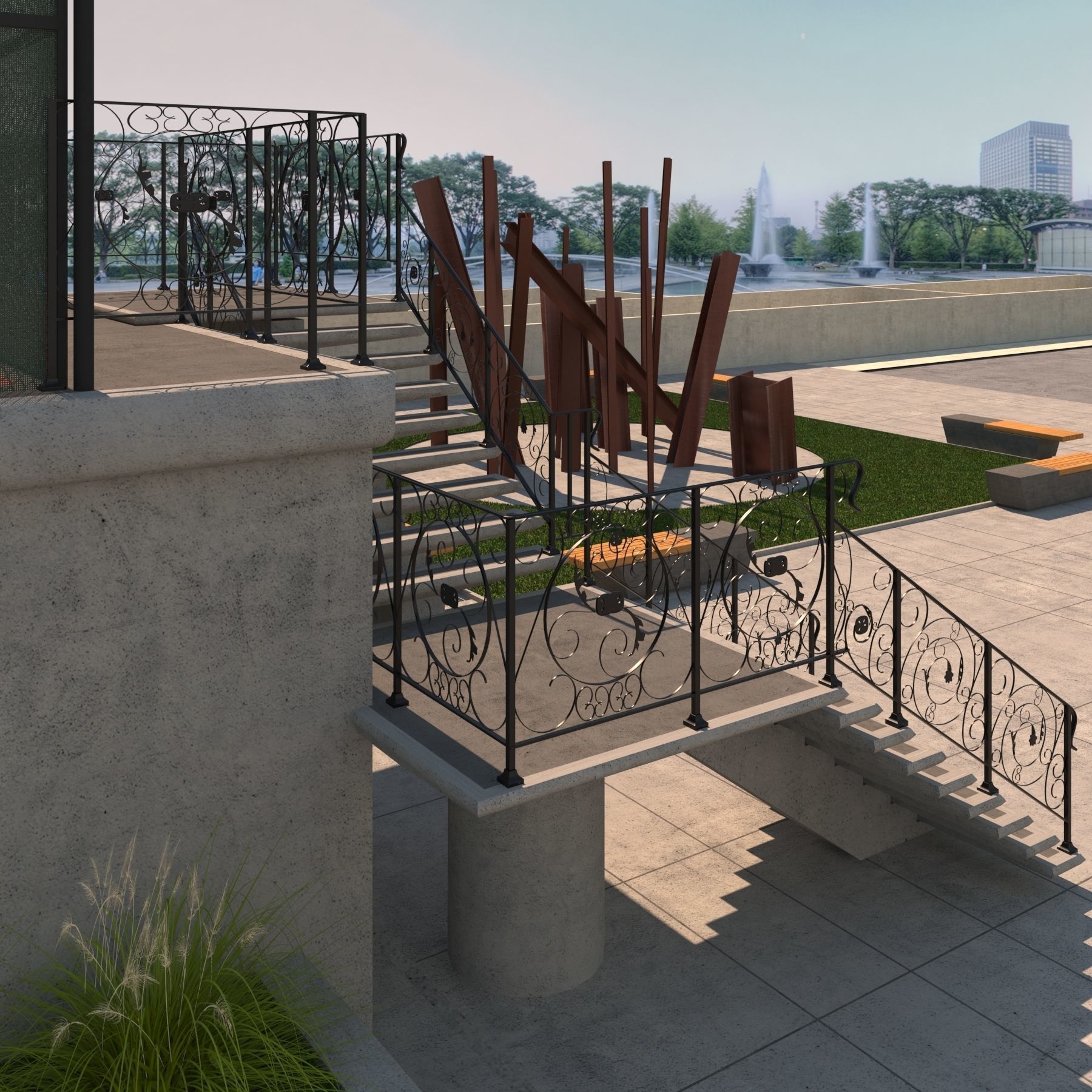 Raised Tennis Courts - Vray 3D model_5