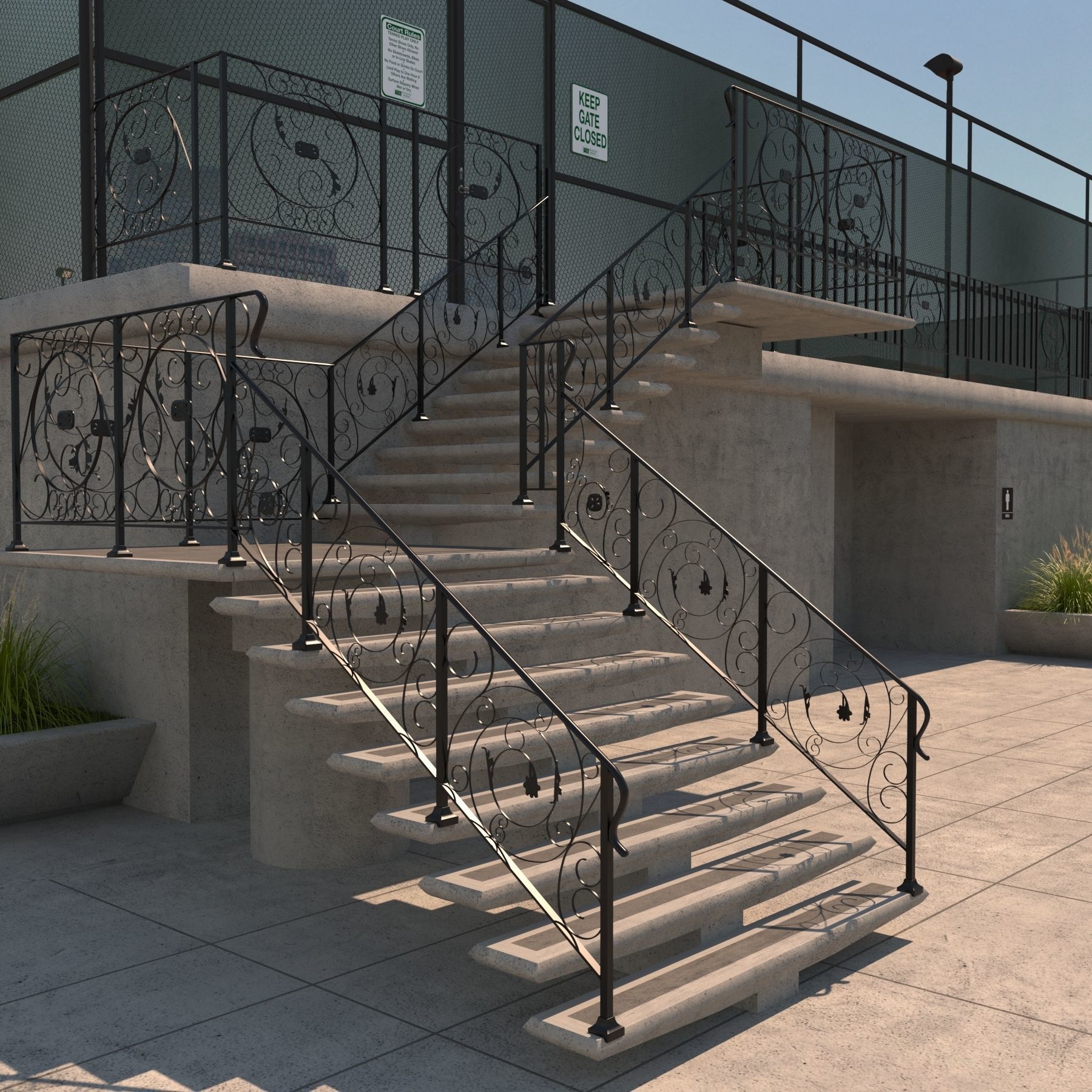 Raised Tennis Courts - Vray 3D model_9