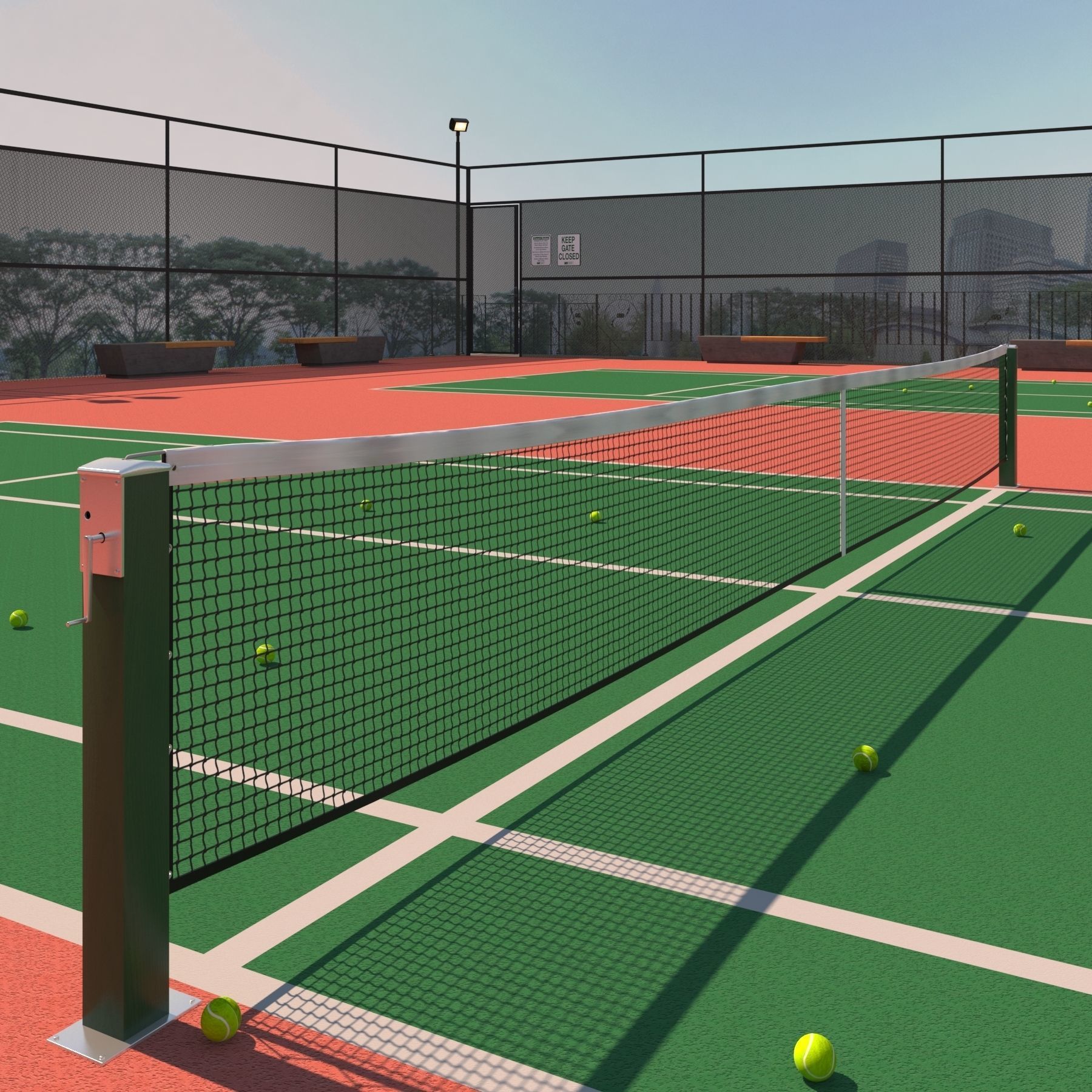 Raised Tennis Courts - Vray 3D model_11