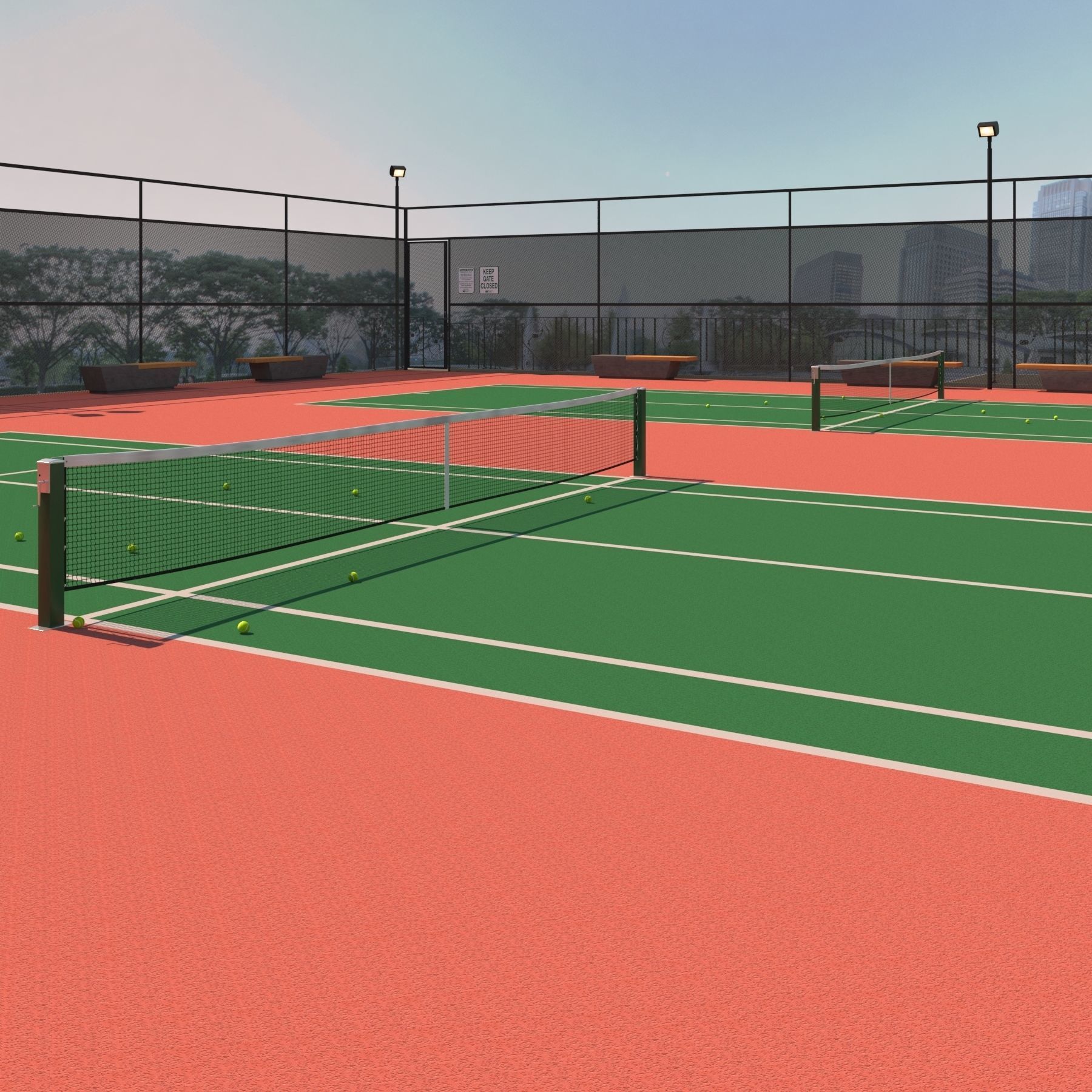Raised Tennis Courts - Vray 3D model_3