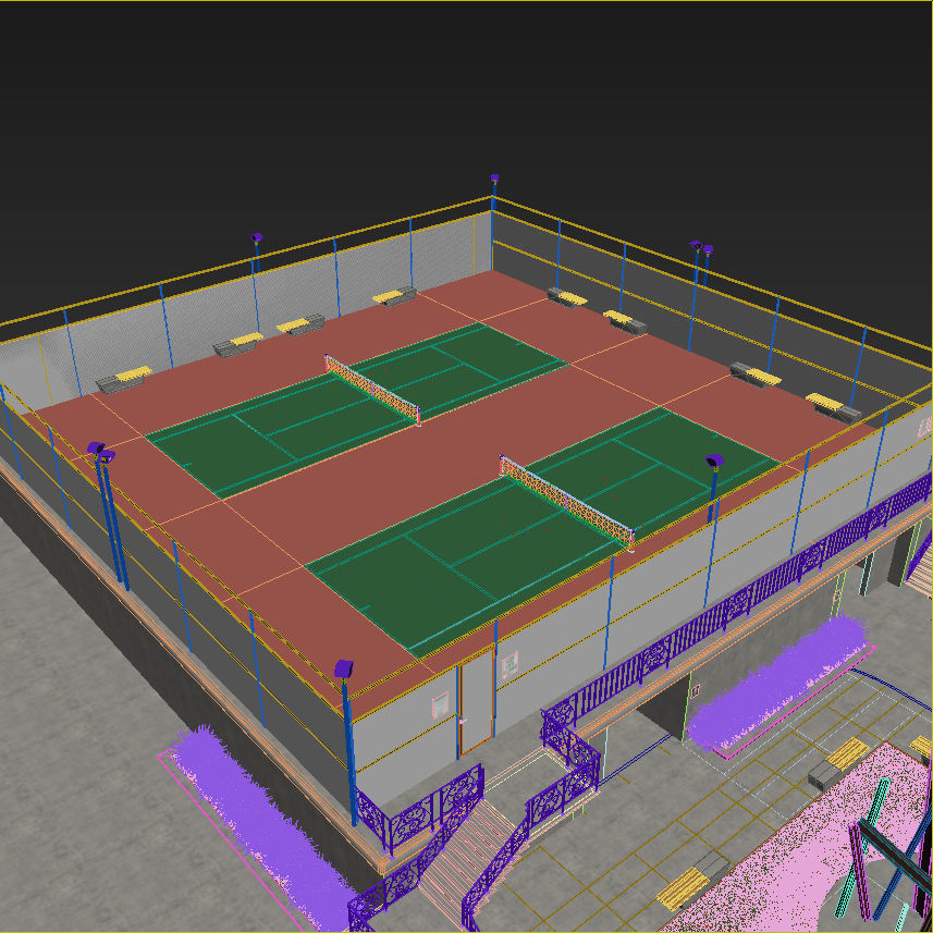 Raised Tennis Courts - Vray 3D model_13