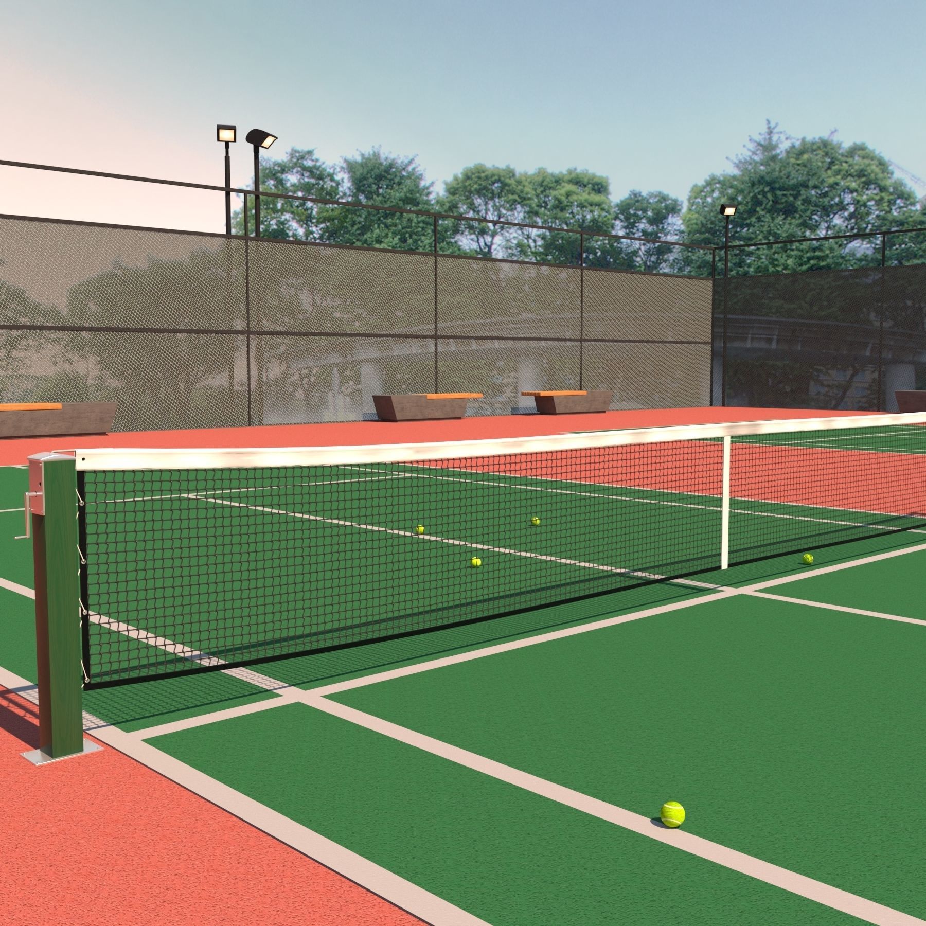 Raised Tennis Courts - Vray 3D model_6