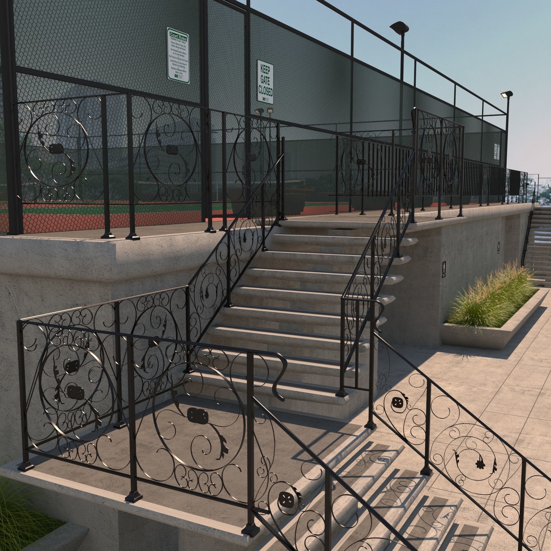 Raised Tennis Courts - Vray 3D model_2
