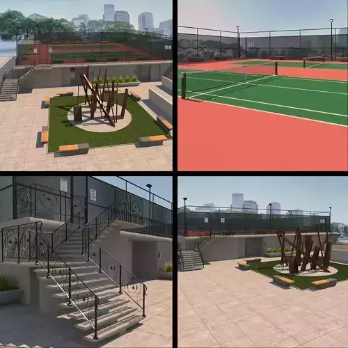Raised Tennis Courts - Vray 3D model Raised Tennis Courts - Vray 3D model