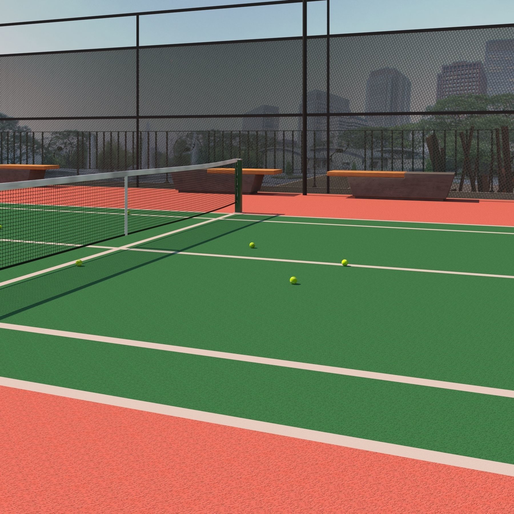 Raised Tennis Courts - Vray 3D model_10