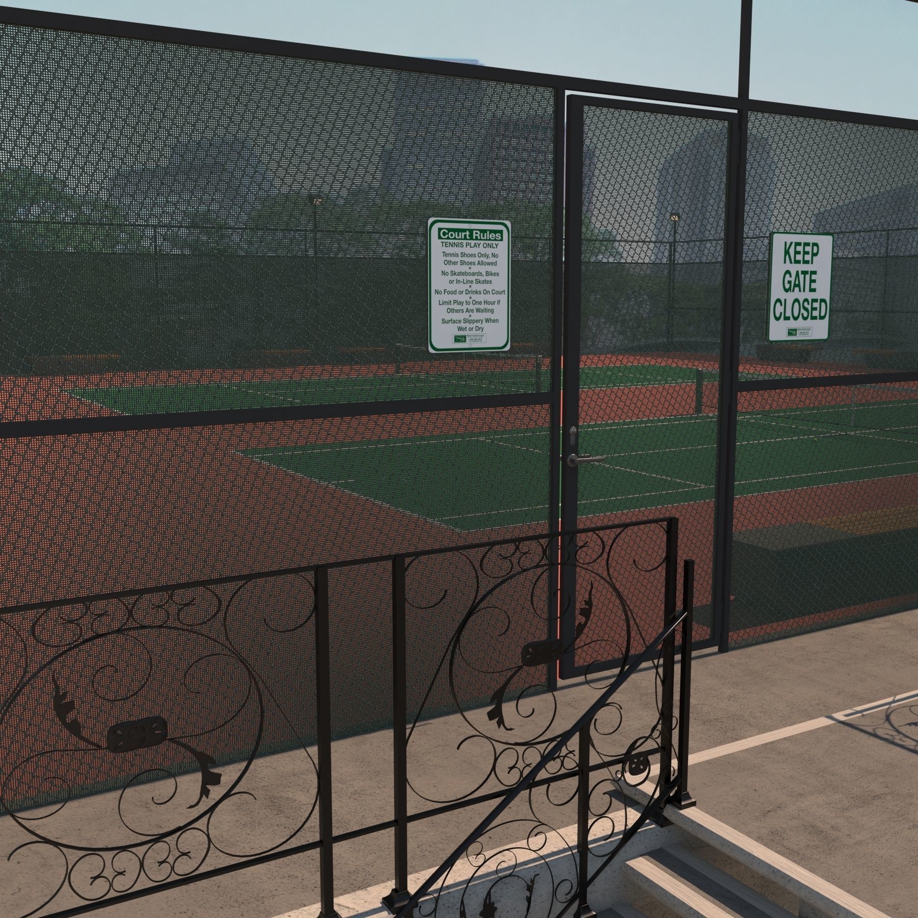 Raised Tennis Courts - Vray 3D model_7