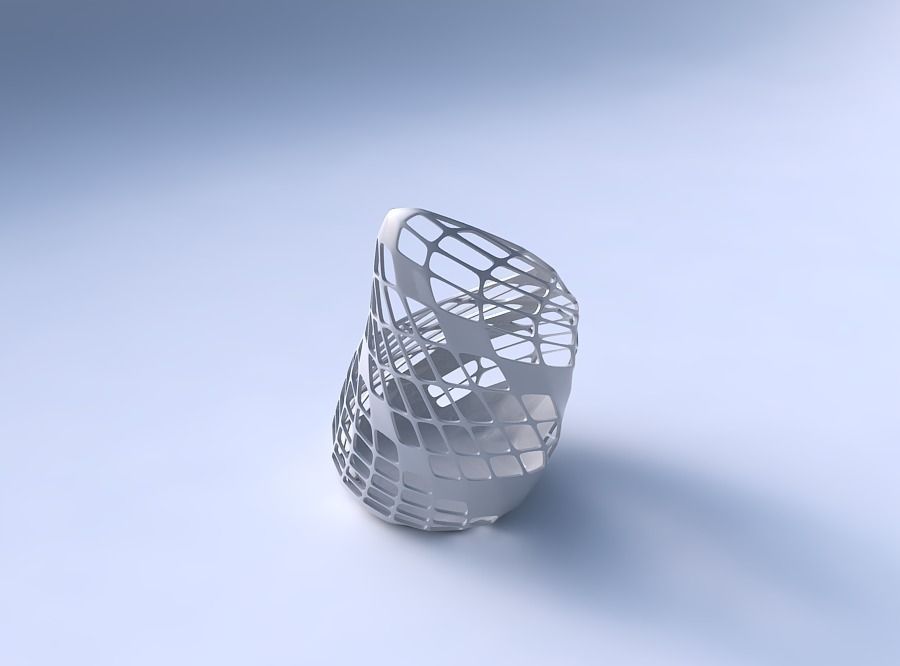 Vase Tide with diagonal grid lattice 3 3D print model_3