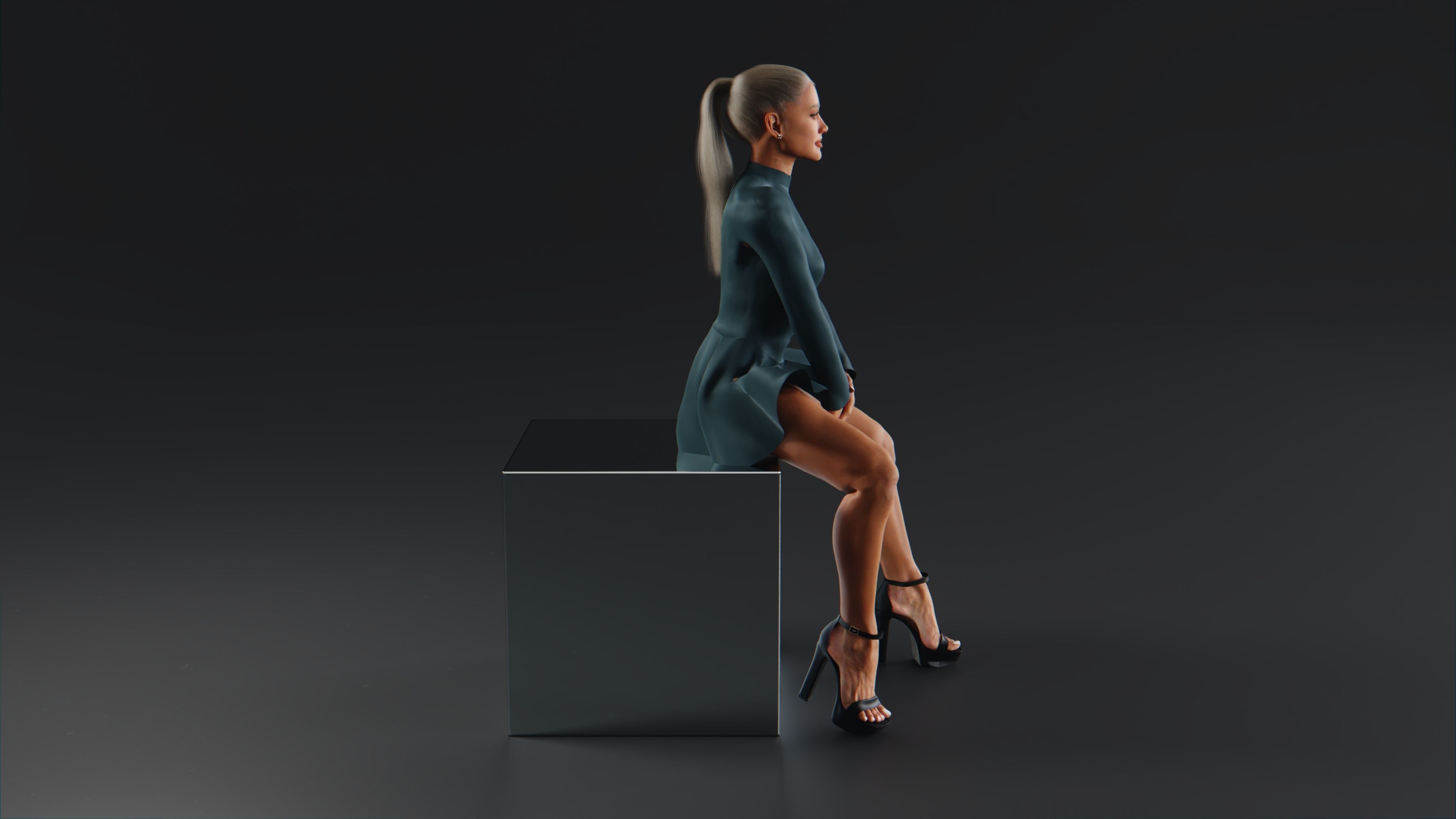 Ariana Grande Low-poly 3D model_13
