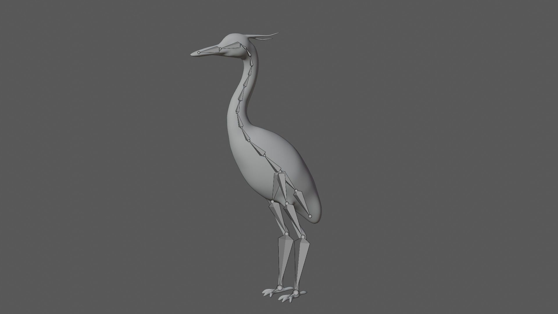 Heron bird Low-poly 3D model_7