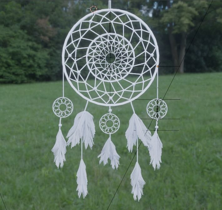 Dreamcatcher dream catcher hanging in grassy field 3D model_1