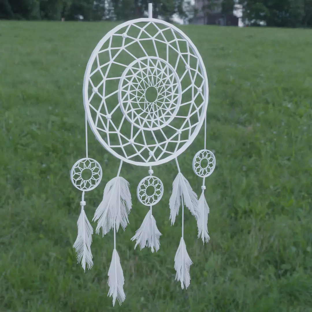 Dreamcatcher dream catcher hanging in grassy field 3D model_0