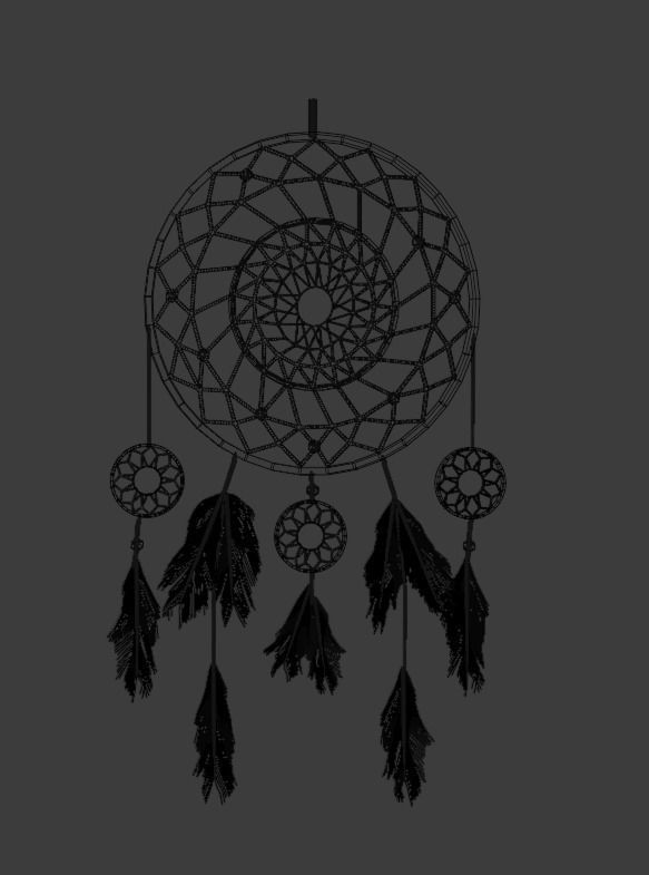 Dreamcatcher dream catcher hanging in grassy field 3D model_3