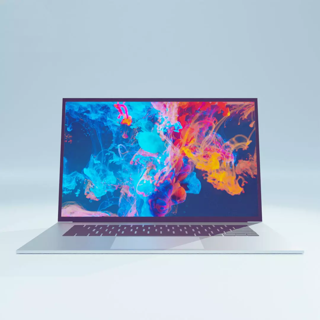 3D Laptop 16 inch Silver Colour 3D model Free 3D model