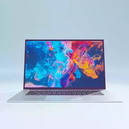 3D Laptop 16 inch Silver Colour 3D model