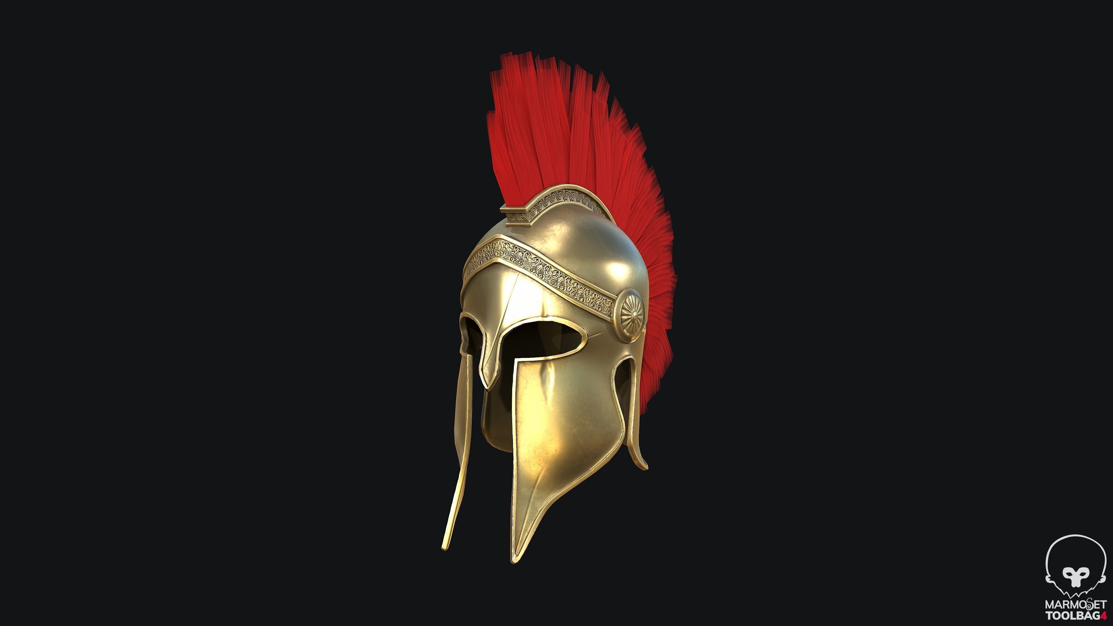 Modular Spartan Full Body Character Dress and Items Low-poly 3D model_11