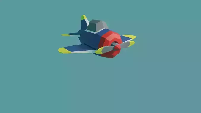 Low poly plane flying in sky