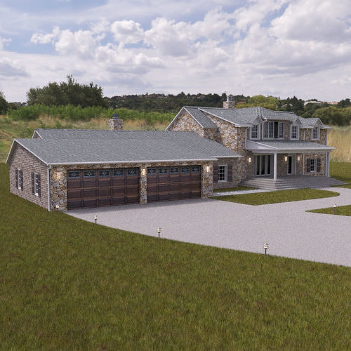 Large Single Family Home 3D model 4