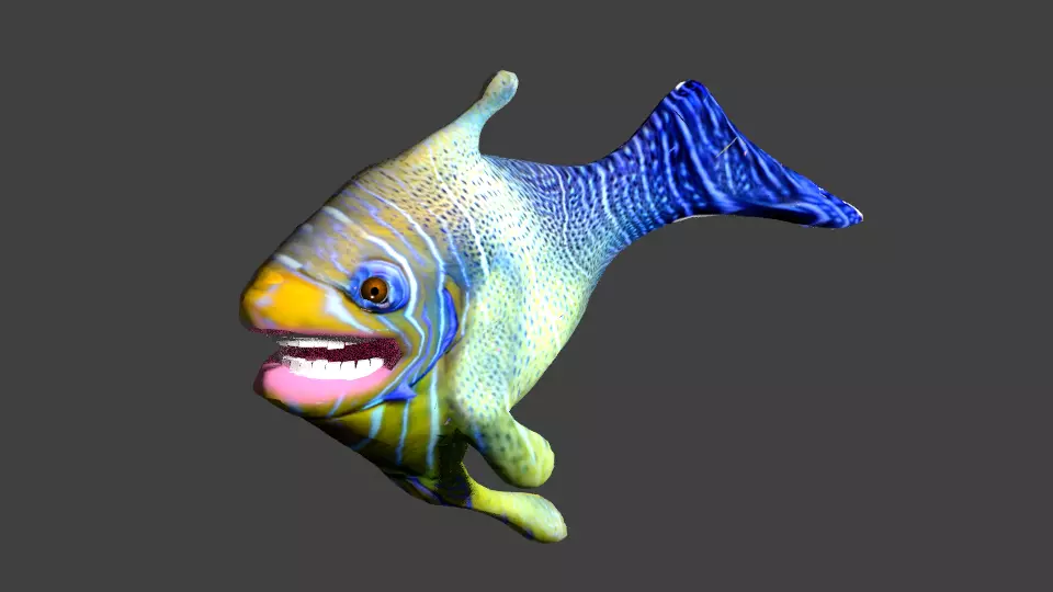 CARTOON TROPICAL GLADFISH LOWPOLY Low-poly 3D model