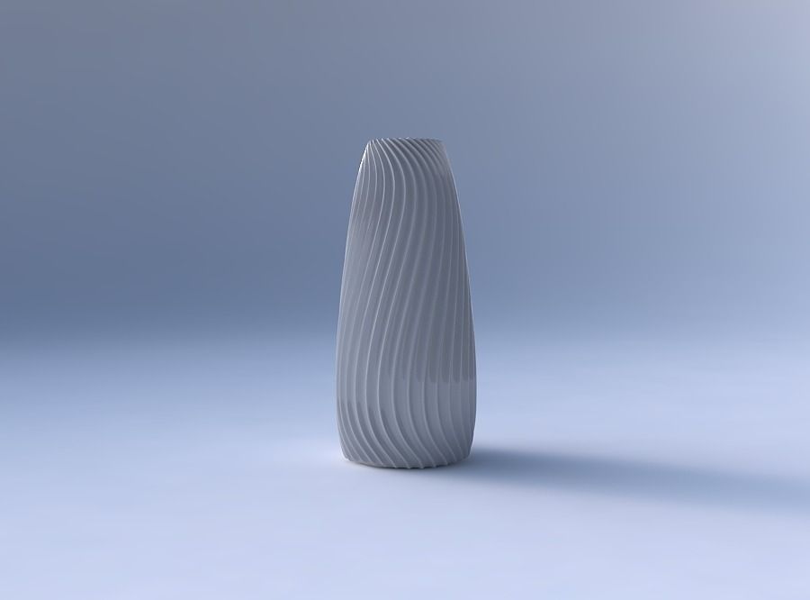Vase Bullet with wavy extruded lines 4 3D print model_4