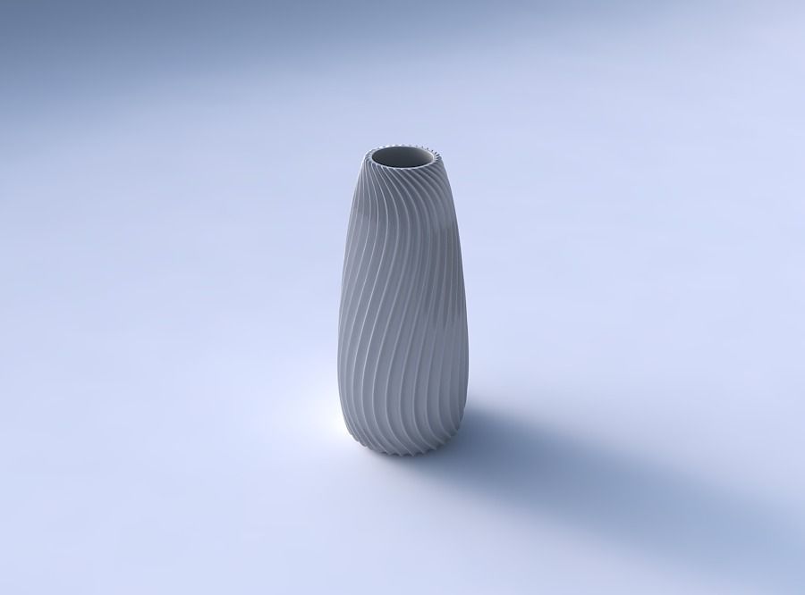 Vase Bullet with wavy extruded lines 4 3D print model_3