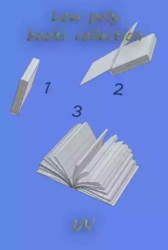 Low poly books collection UV