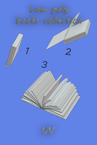 3D model Low poly books collection UV VR / AR / low-poly | CGTrader