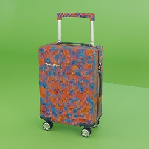 Colored travel suitcase with PBR textures 3D model