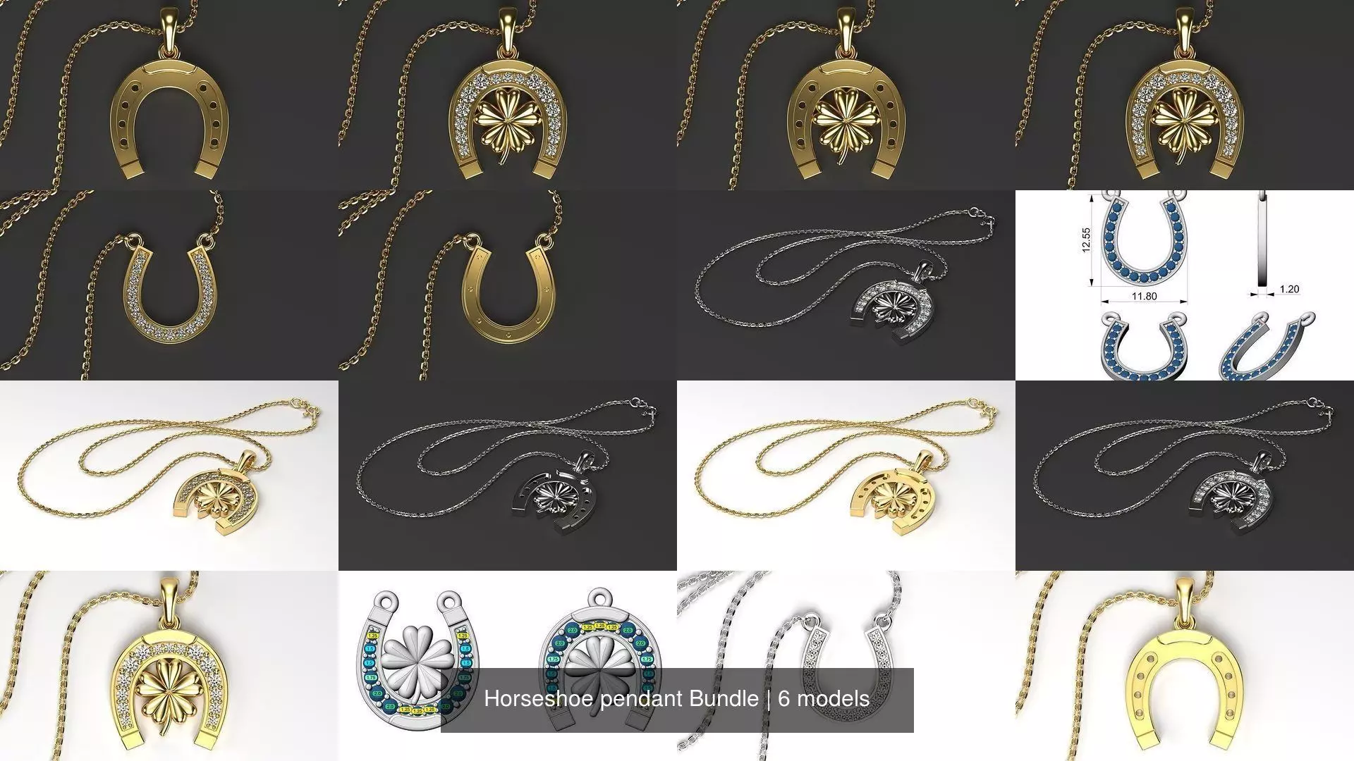 Horseshoe pendant Bundle 3D Model Collection_1