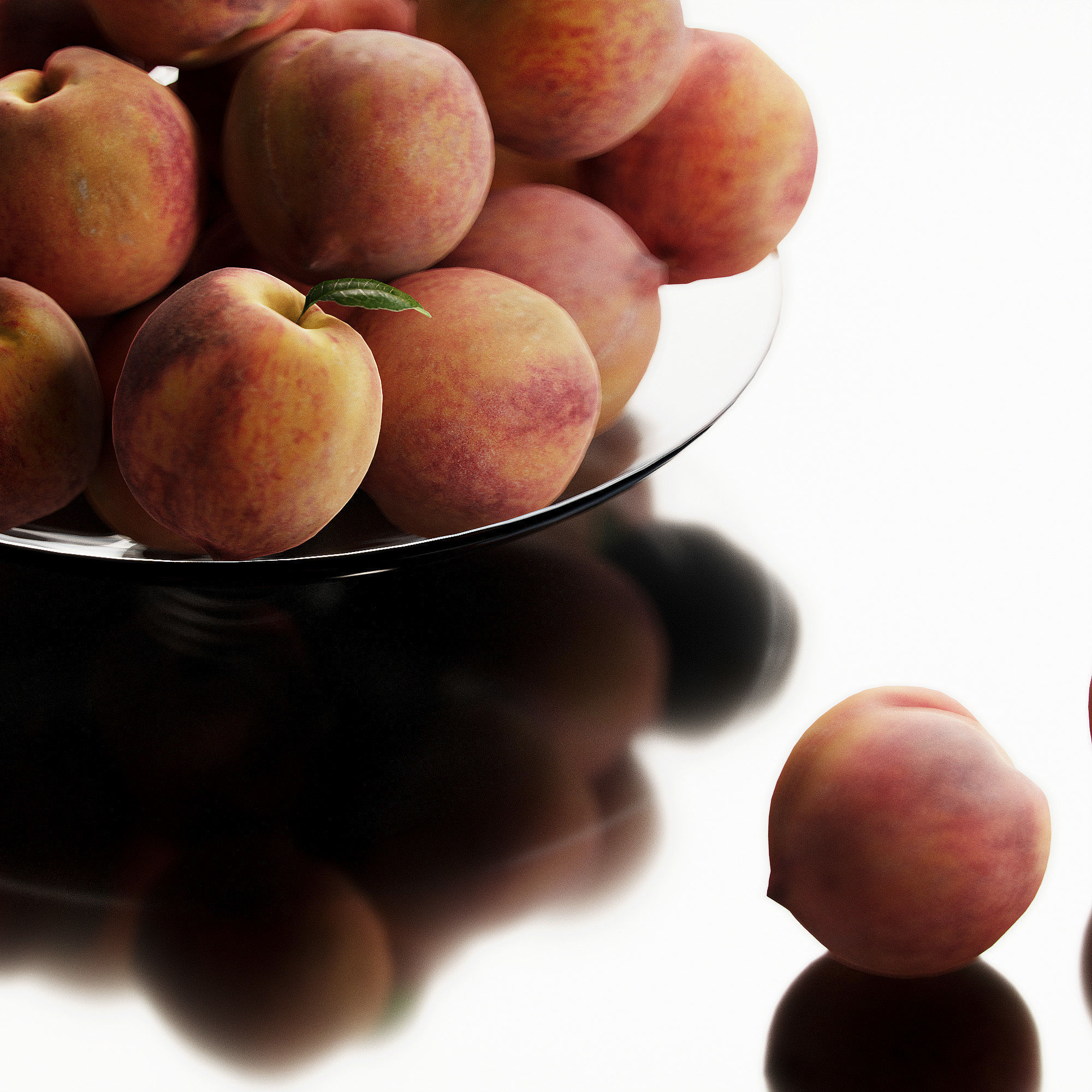 Peaches on a plate Low-poly 3D model_2