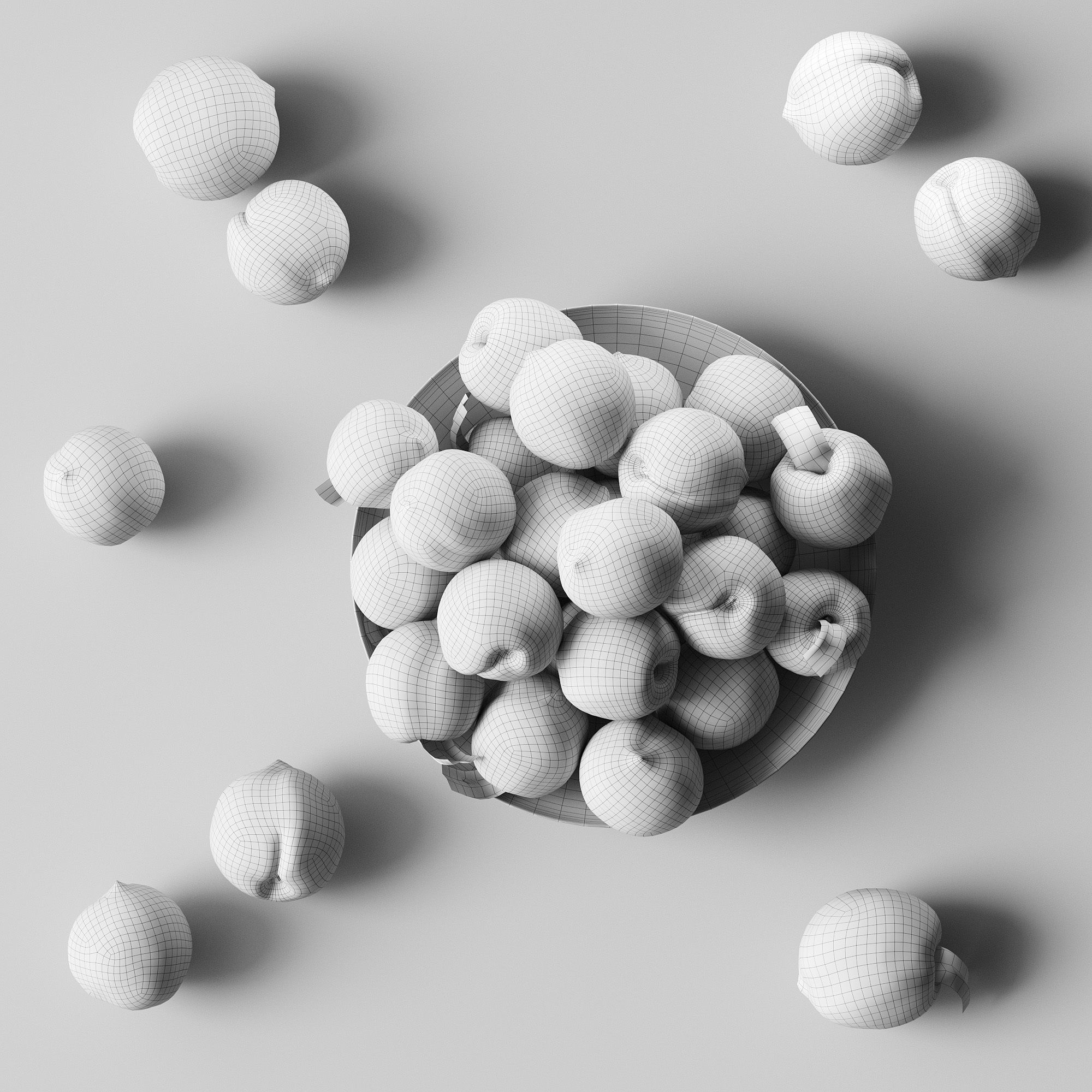 Peaches on a plate Low-poly 3D model_4