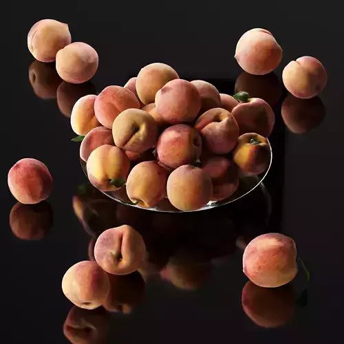 Peaches on a plate Low-poly 3D model