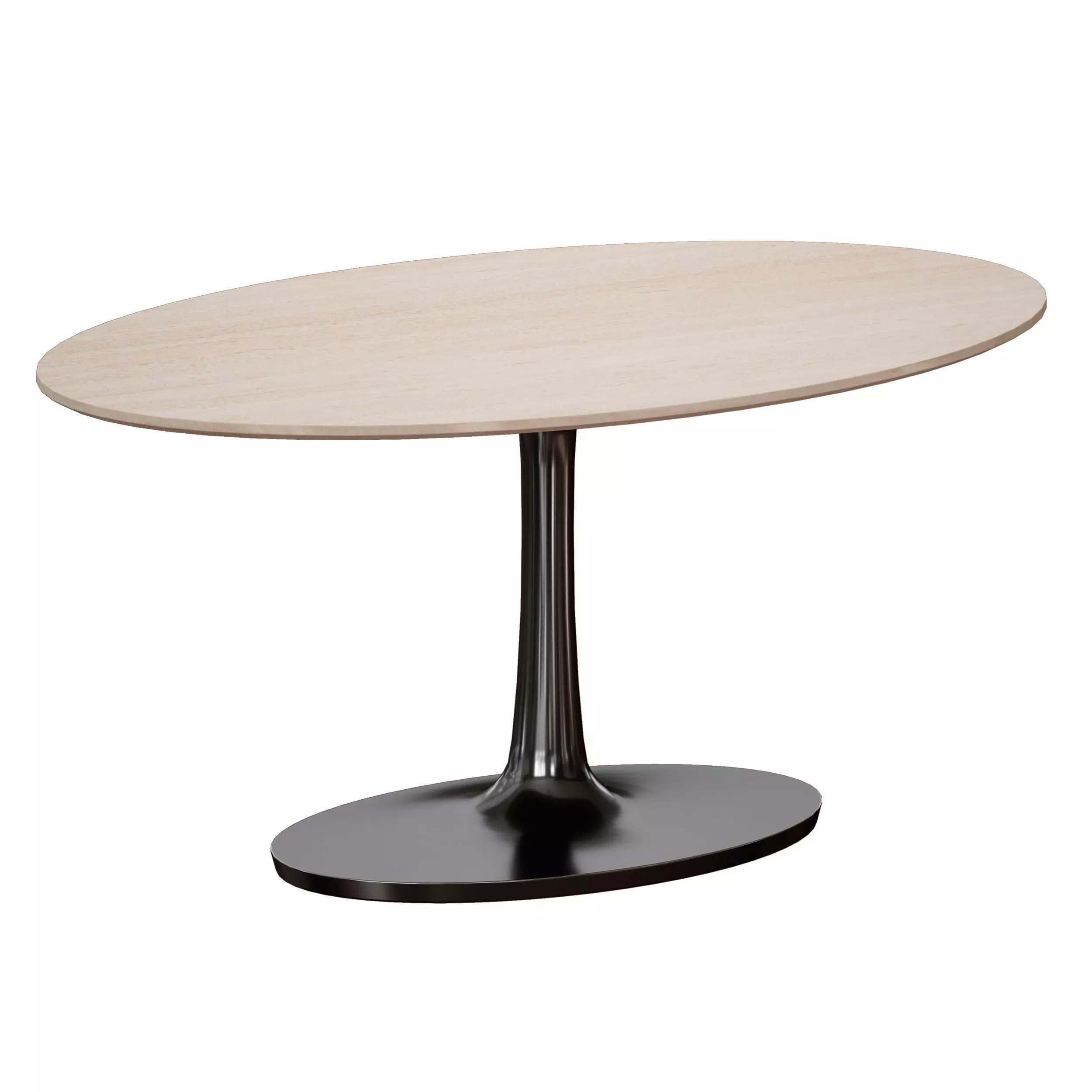 Nero Oval Brown Marble Top Table with Matte Black Base 3D model_0