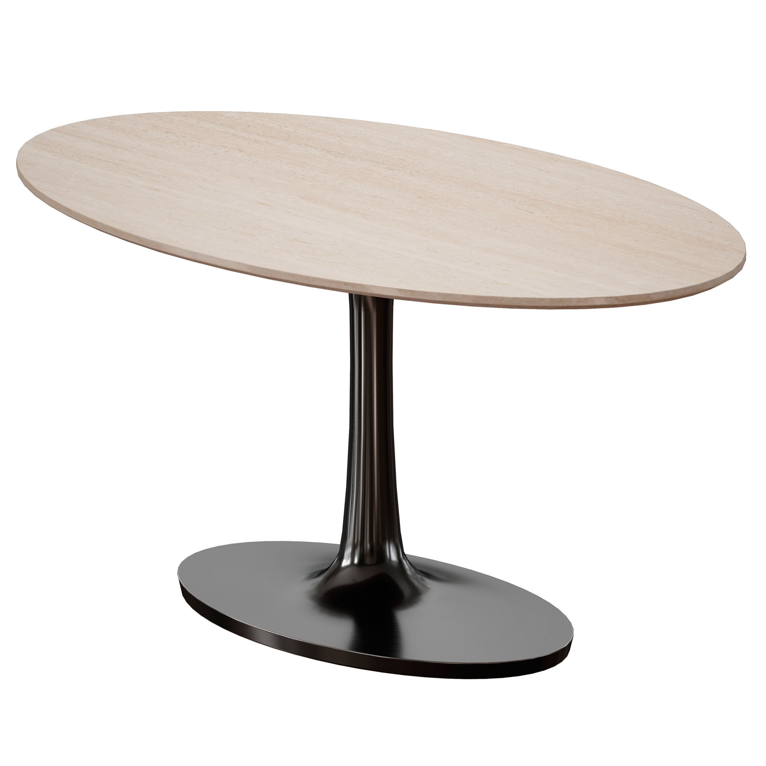 Nero Oval Brown Marble Top Table with Matte Black Base 3D model_6