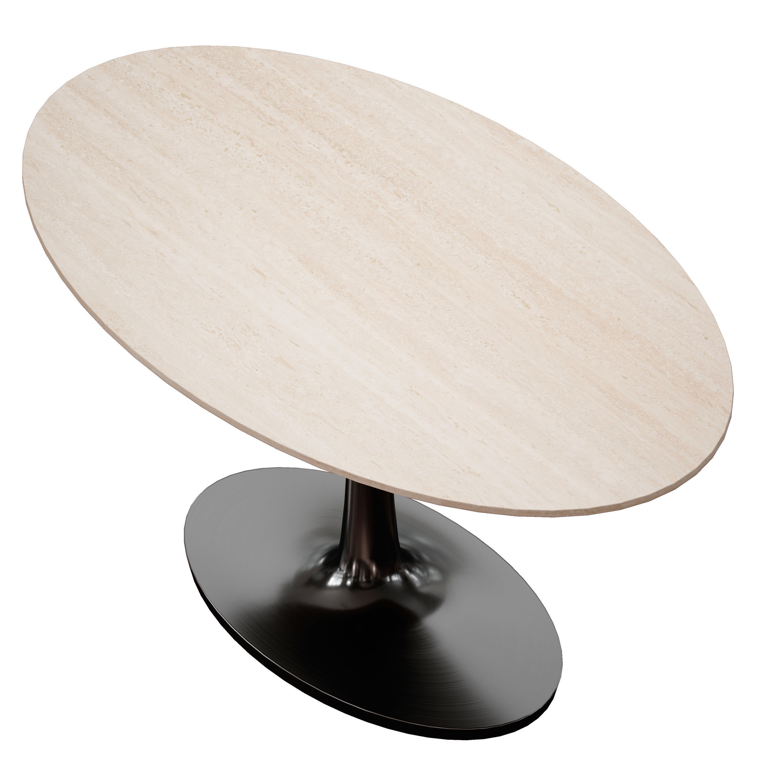 Nero Oval Brown Marble Top Table with Matte Black Base 3D model_8