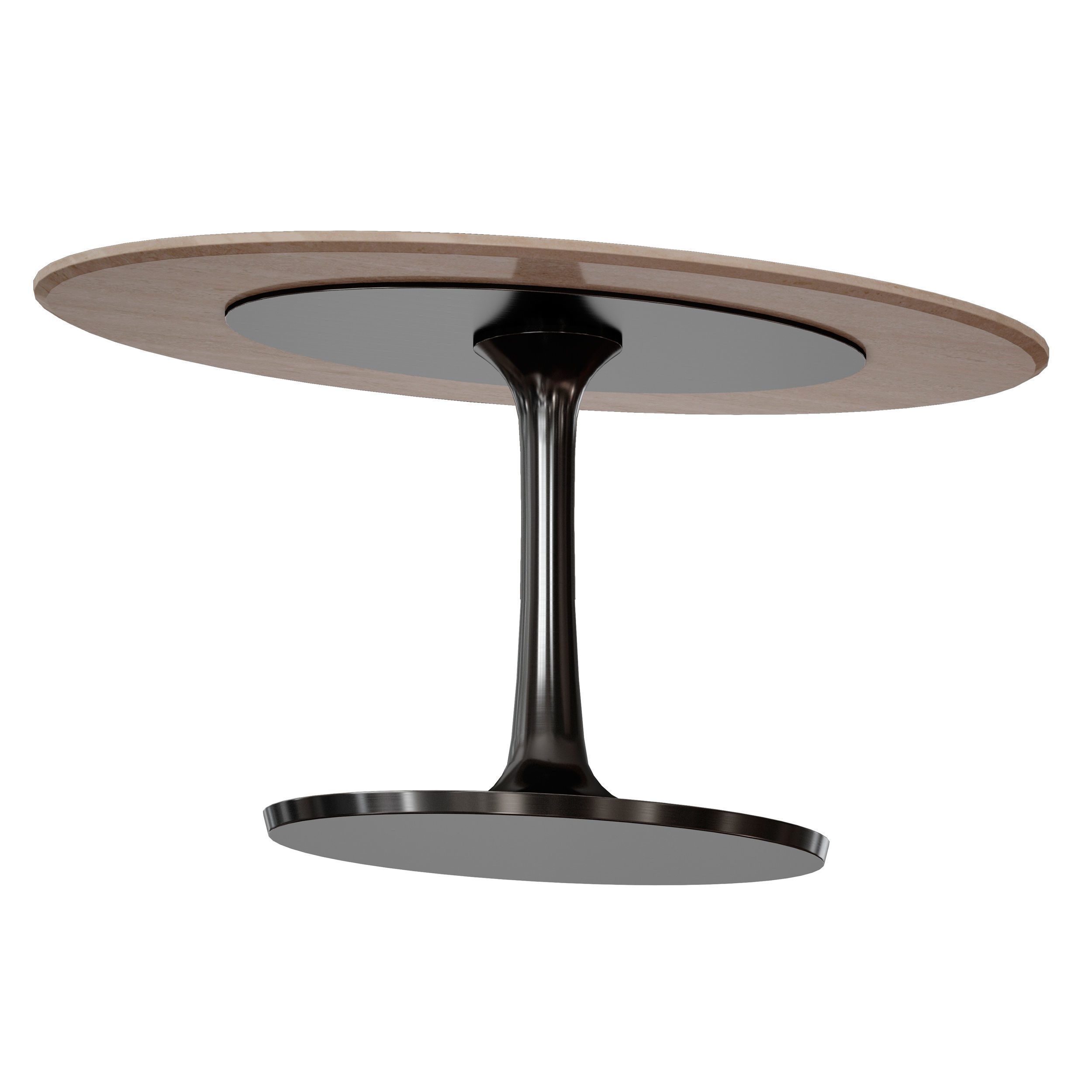 Nero Oval Brown Marble Top Table with Matte Black Base 3D model_2