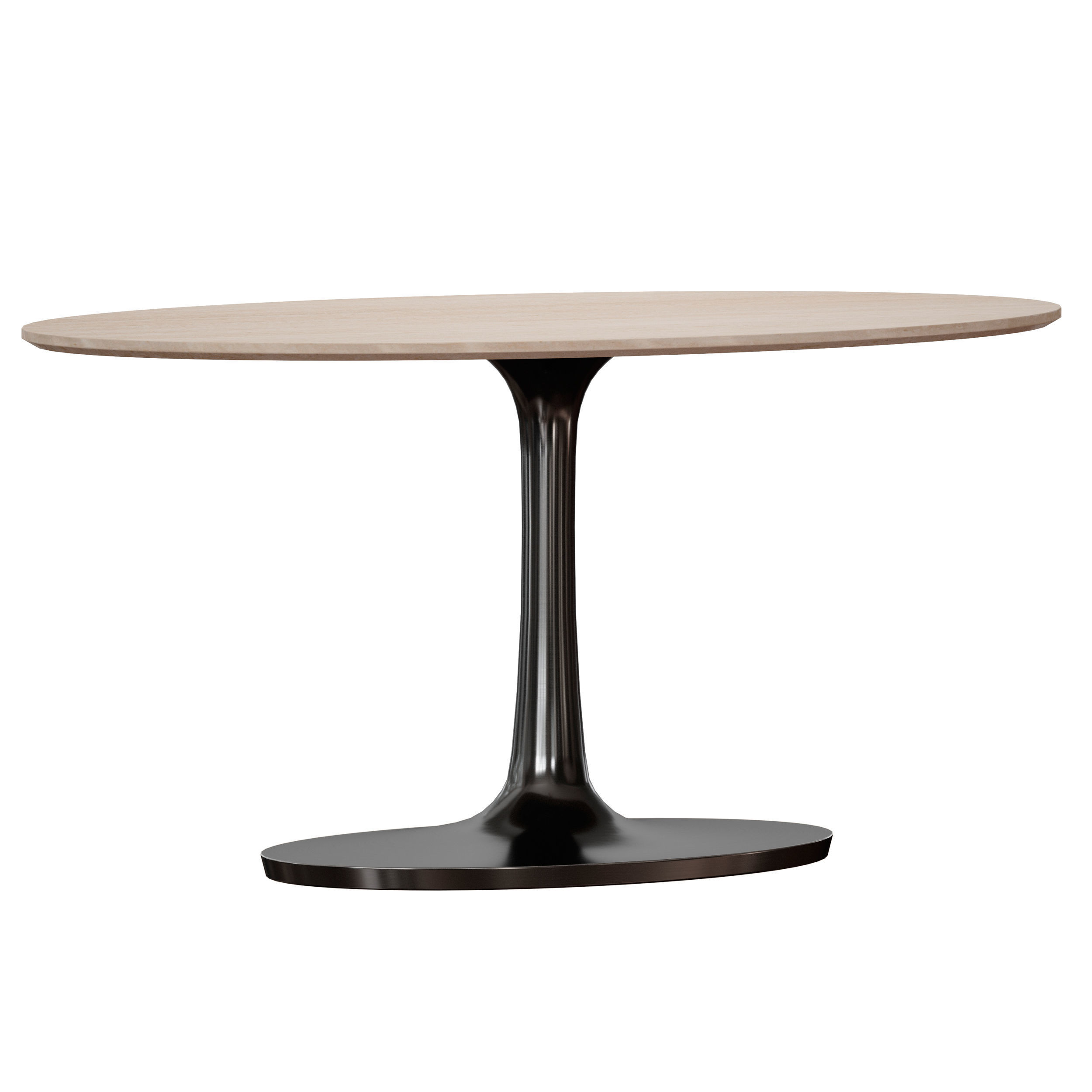 Nero Oval Brown Marble Top Table with Matte Black Base 3D model_1