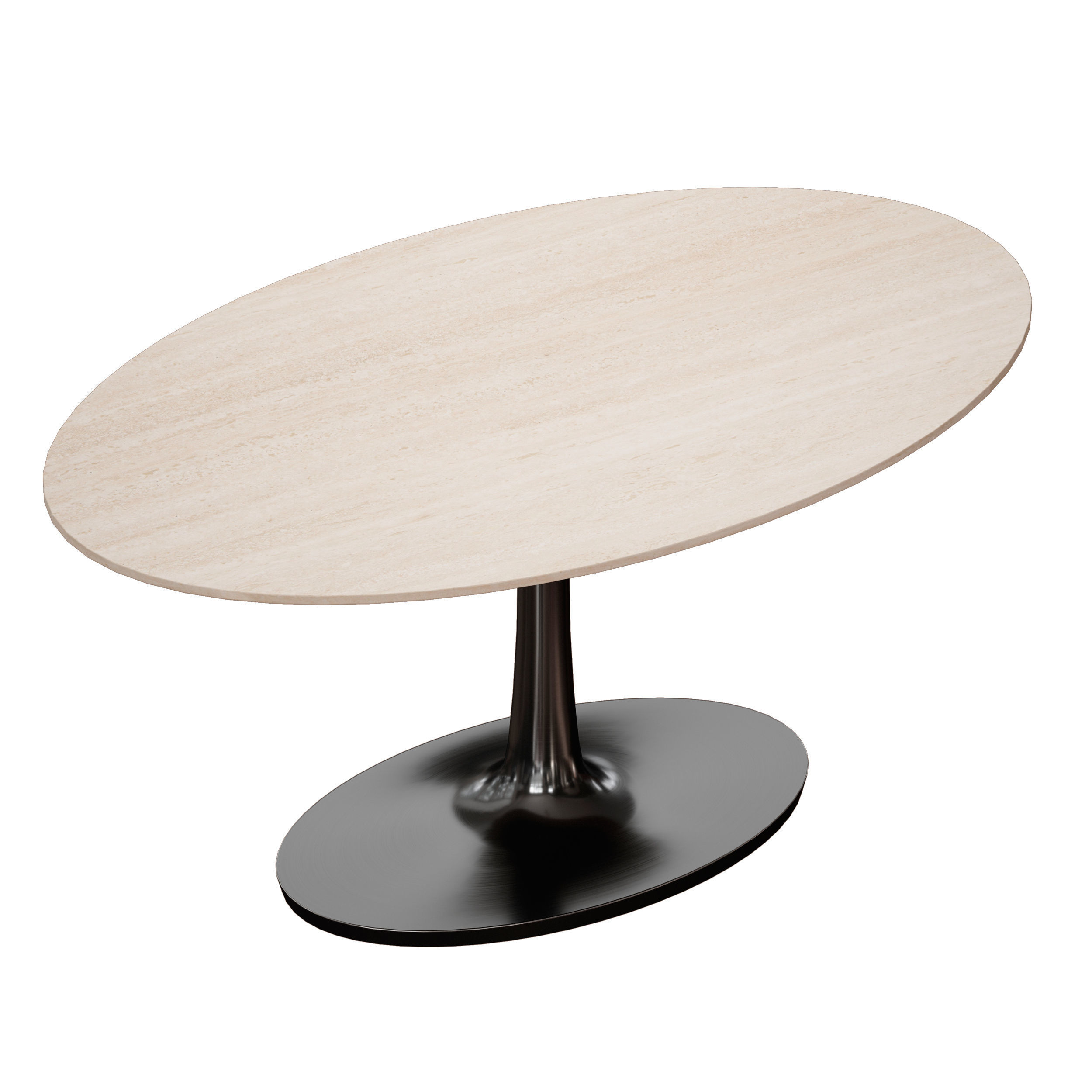 Nero Oval Brown Marble Top Table with Matte Black Base 3D model_3