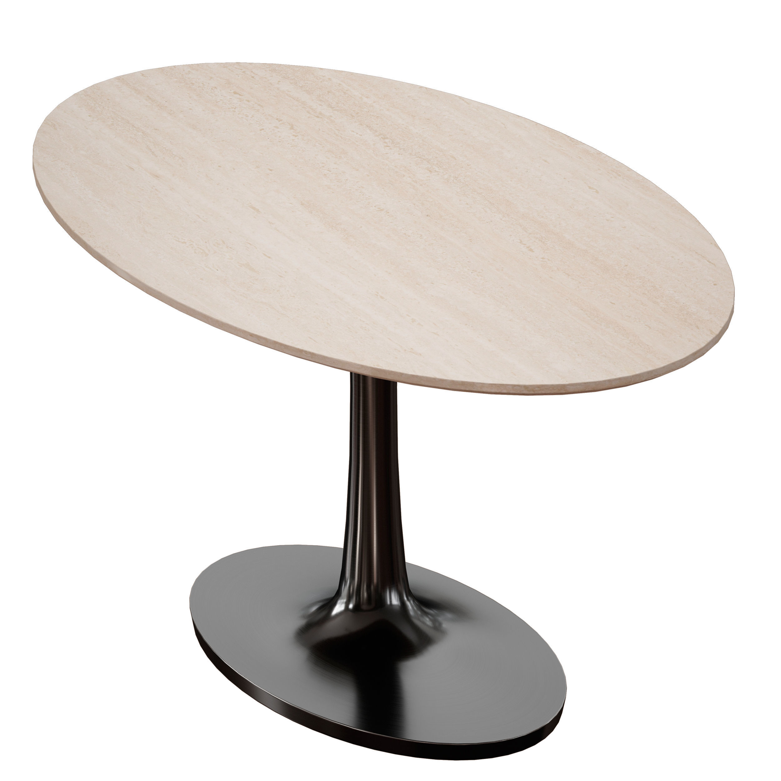 Nero Oval Brown Marble Top Table with Matte Black Base 3D model_7