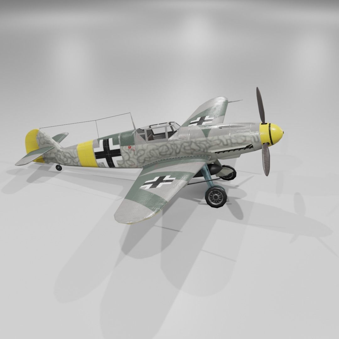 Messerschmitt Bf 109 F-1 Fighter Aircraft  Low-poly 3D model_19