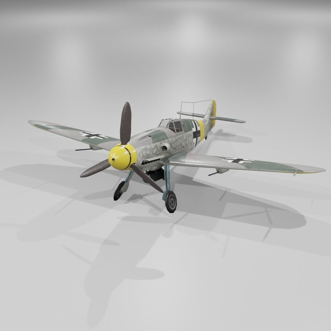 Messerschmitt Bf 109 F-1 Fighter Aircraft  Low-poly 3D model_15