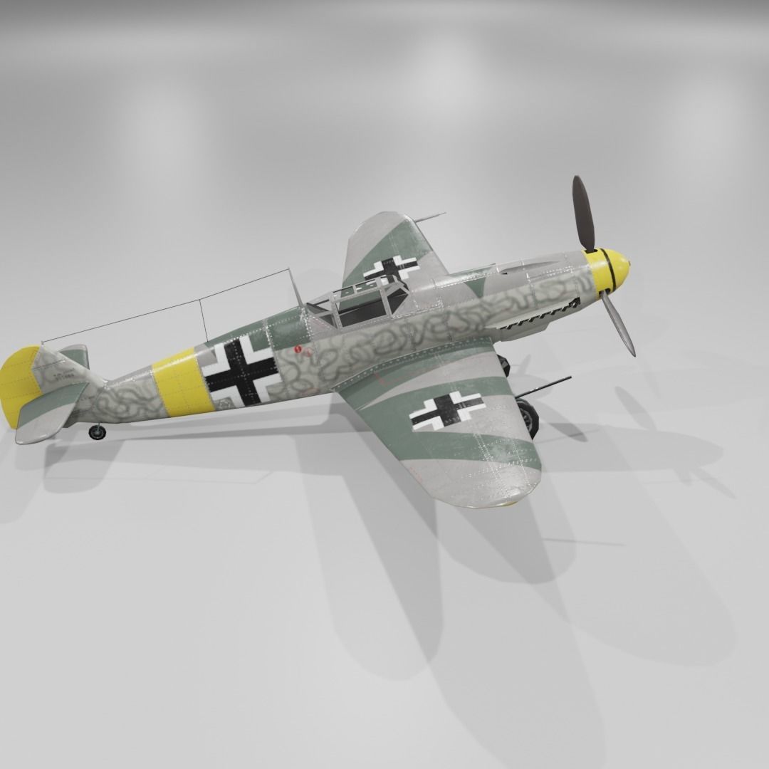Messerschmitt Bf 109 F-1 Fighter Aircraft  Low-poly 3D model_20