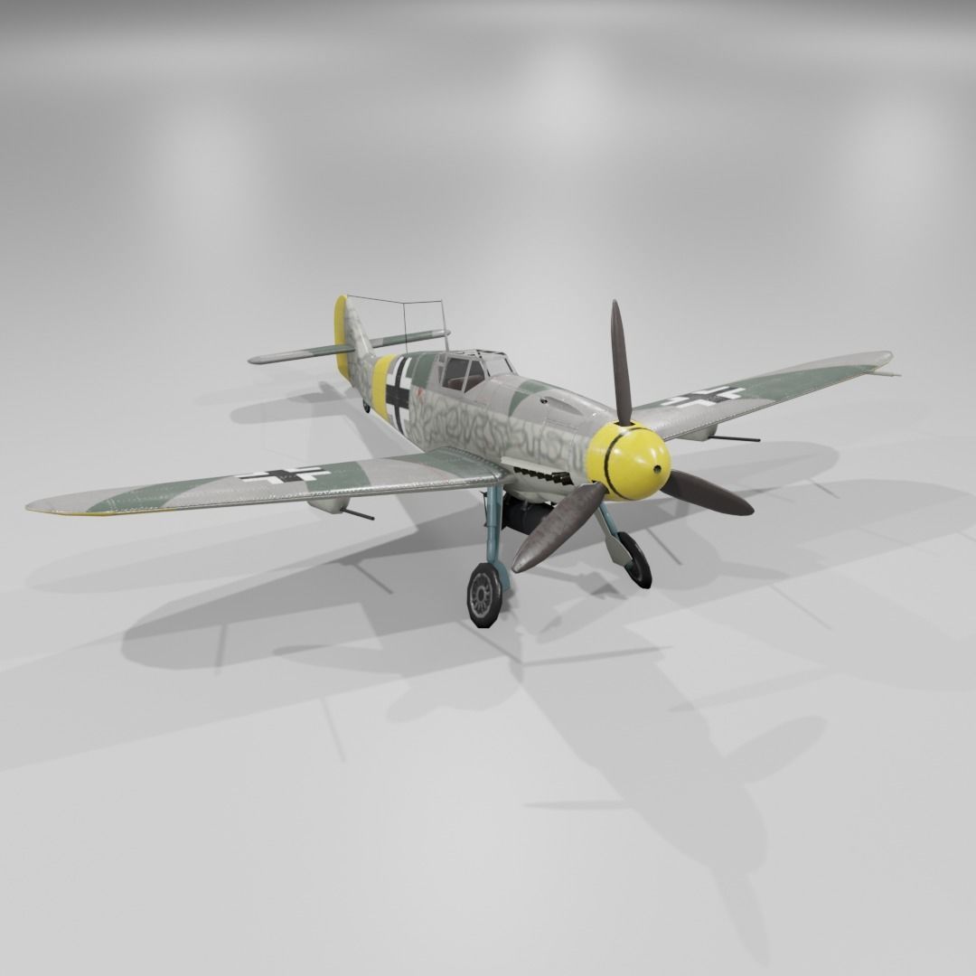 Messerschmitt Bf 109 F-1 Fighter Aircraft  Low-poly 3D model_17