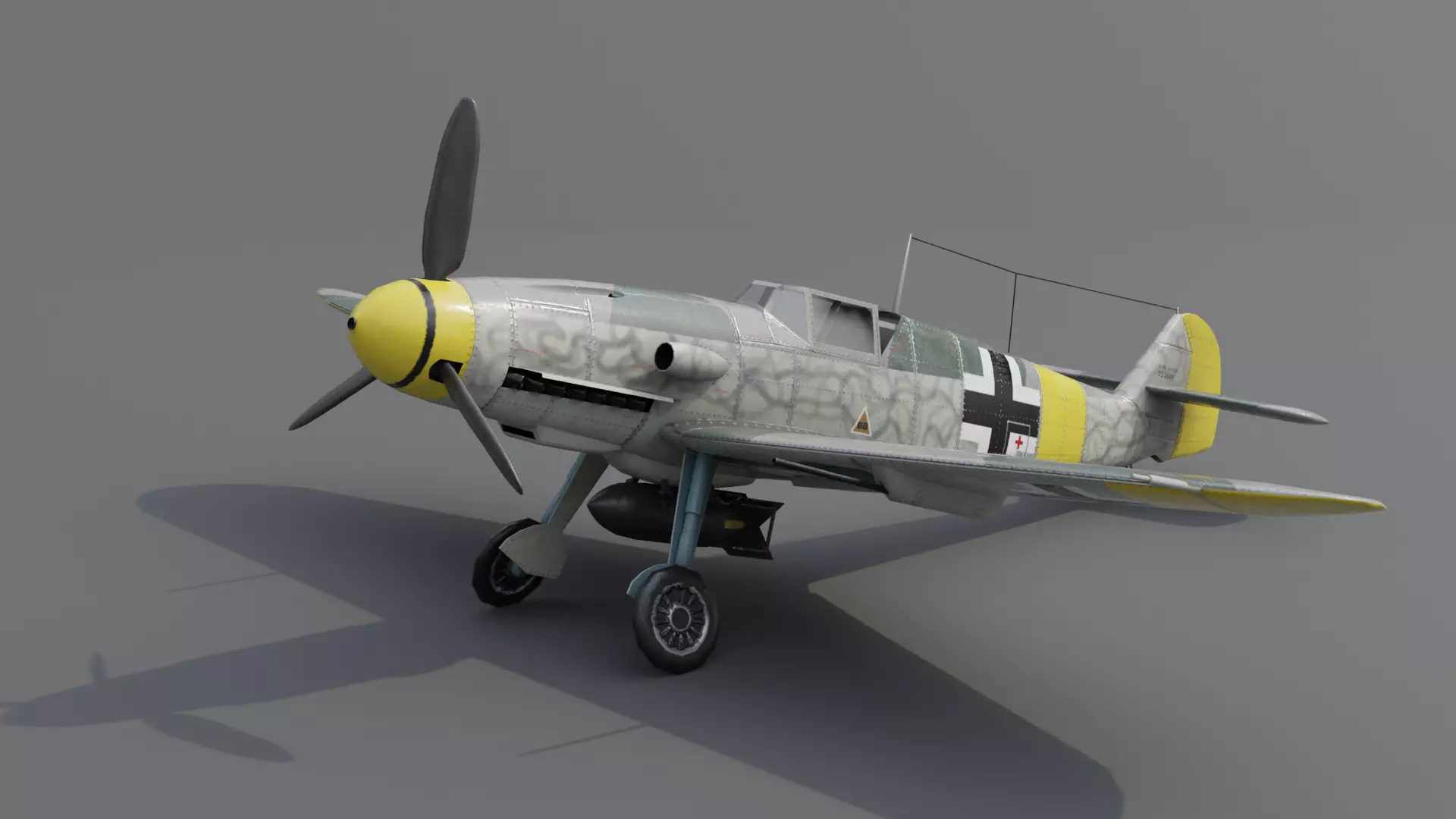 Messerschmitt Bf 109 F-1 Fighter Aircraft  Low-poly 3D model_0