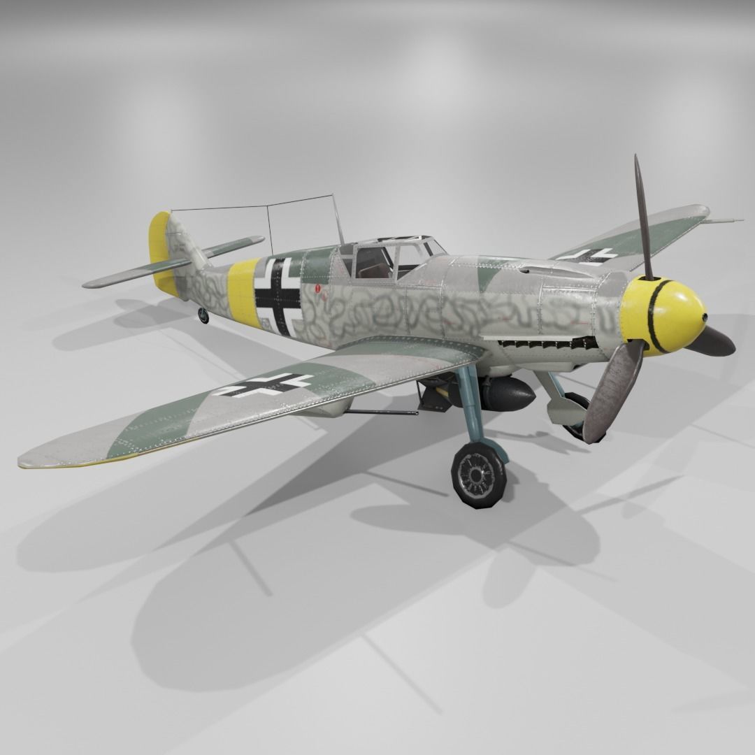 Messerschmitt Bf 109 F-1 Fighter Aircraft  Low-poly 3D model_4