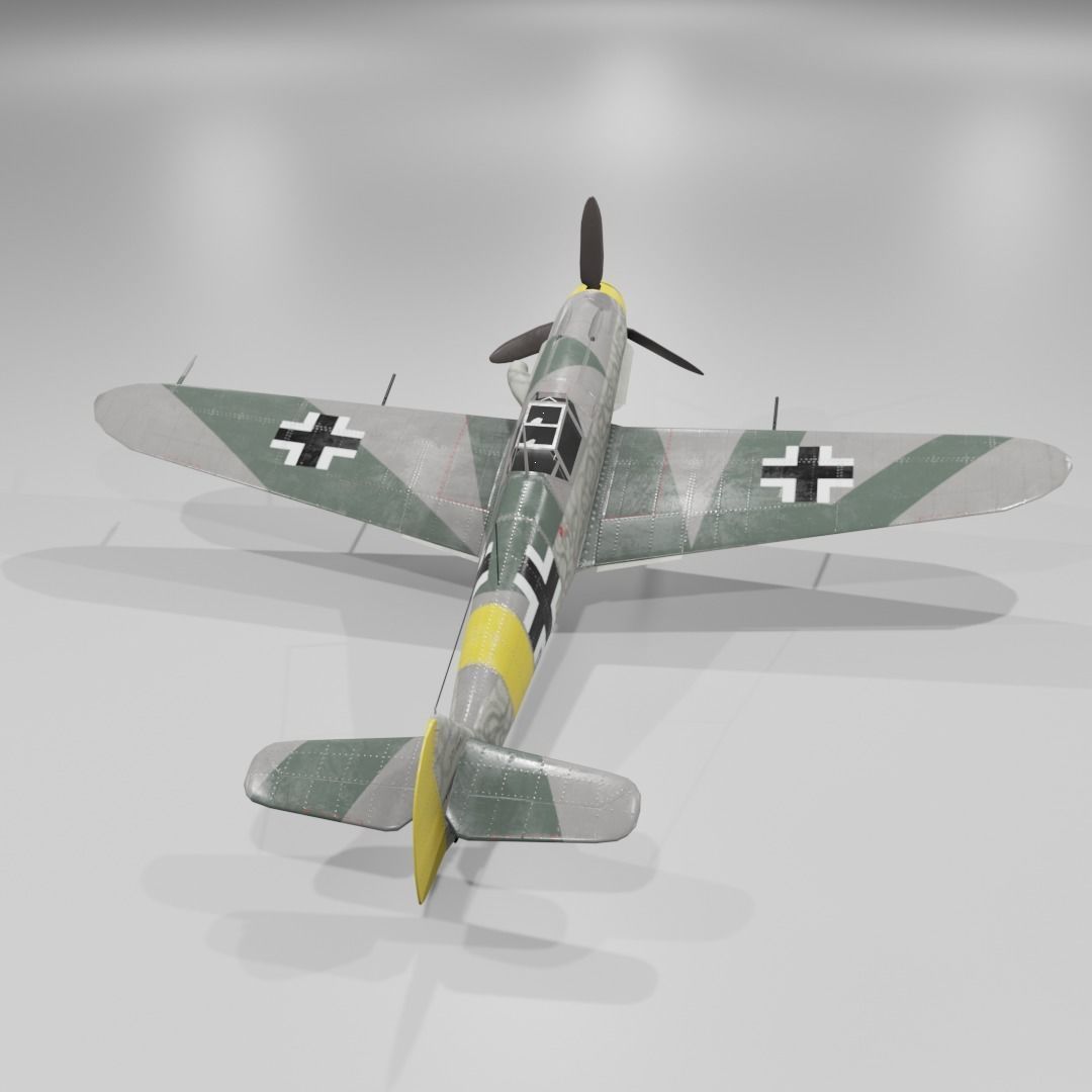 Messerschmitt Bf 109 F-1 Fighter Aircraft  Low-poly 3D model_23