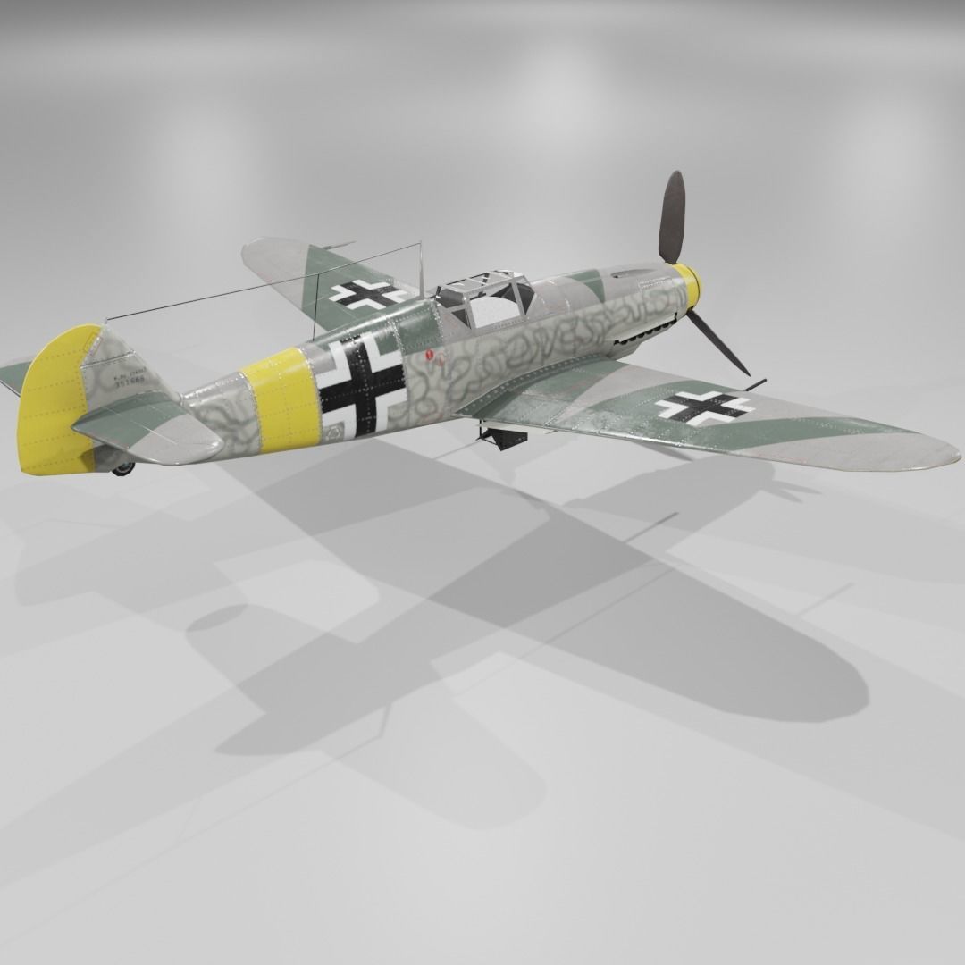 Messerschmitt Bf 109 F-1 Fighter Aircraft  Low-poly 3D model_11