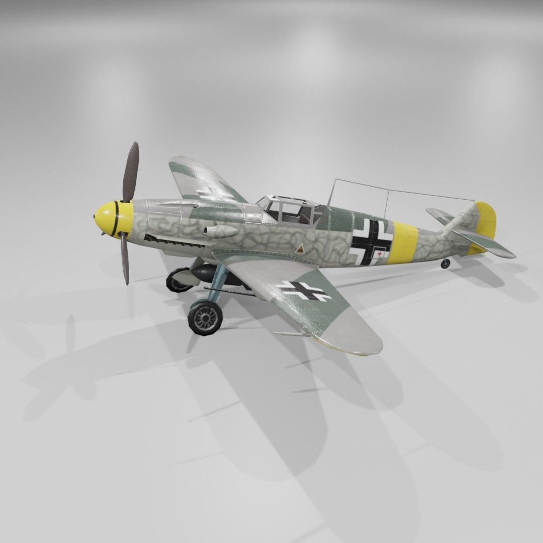 Messerschmitt Bf 109 F-1 Fighter Aircraft  Low-poly 3D model_28