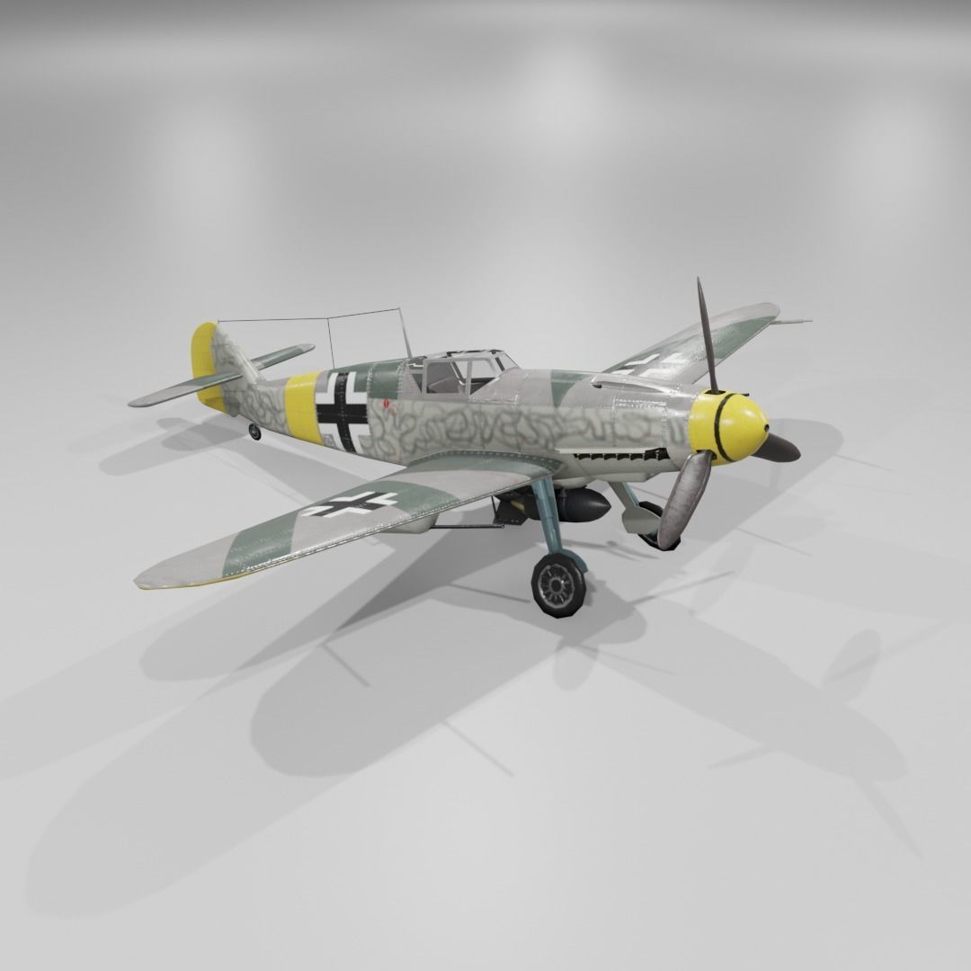 Messerschmitt Bf 109 F-1 Fighter Aircraft  Low-poly 3D model_18